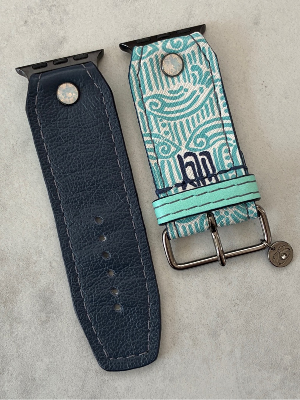 Spark*l Authentic Upcycled Lilly Pulitzer & Navy Apple Watch Band - Size 2